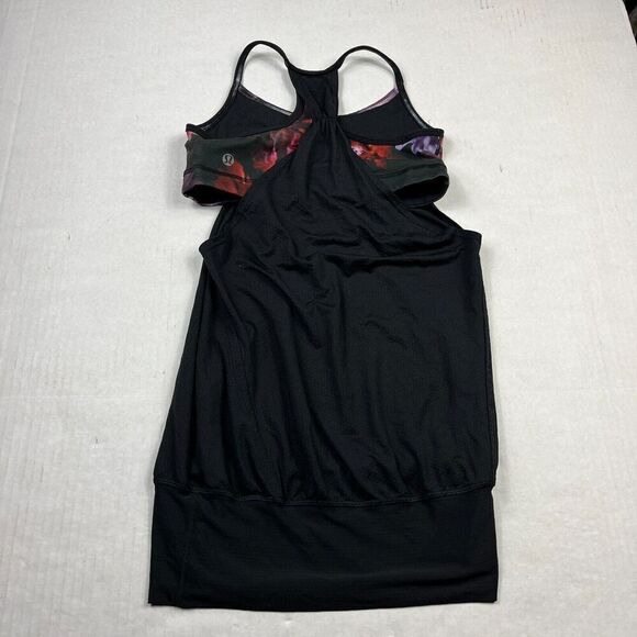 Lululemon Womens 2-in-2 Performance Tank Top Black Racerback Shelf Bra Size 4 - Picture 9 of 11